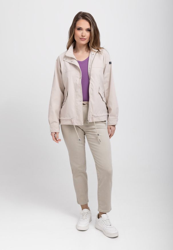 Volcano - Jeansy damskie, Mom Fit, D-FENCY 2. Kolor: beżowy. Sezon: lato