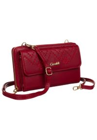 4U CAVALDI - Listonoszka portfel 2w1 Cavaldi PU M-13-7980 Red czerwony. Kolor: czerwony. Materiał: skóra ekologiczna. Wzór: aplikacja, haft