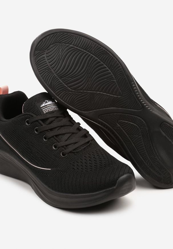 Renee - Czarno-Różowe Buty Sportowe Sneakersy Siateczkowe na Podeszwie z Pianki Rellica. Okazja: na co dzień. Kolor: czarny. Wzór: aplikacja. Sport: fitness