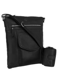Listonoszka crossbody Peterson PTN D72-DS czarna. Kolor: czarny. Materiał: skórzane