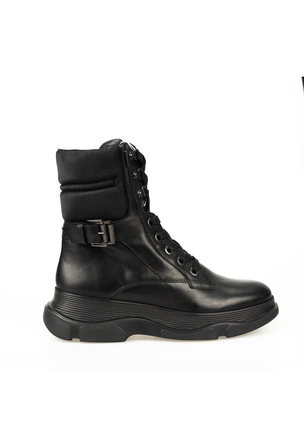 Geox Botki "Macaone" | D04L0C 043FU | Macaone | Kobieta | Czarny. Zapięcie: klamry. Kolor: czarny. Materiał: skóra, tkanina