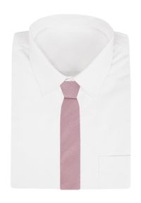 Męski Krawat Alties - Róż Pudrowy, Geometryczny Mikrowzór. Kolor: różowy. Materiał: tkanina. Wzór: geometria. Styl: wizytowy, elegancki #4