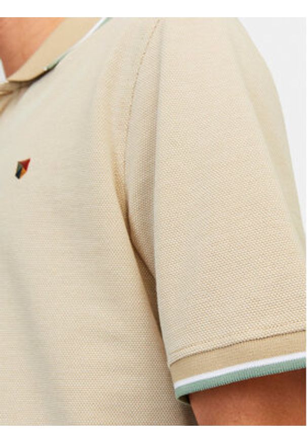 Jack & Jones - Jack&Jones Polo Bluwin 12169064 Beżowy Regular Fit. Typ kołnierza: polo. Kolor: beżowy. Materiał: bawełna, syntetyk