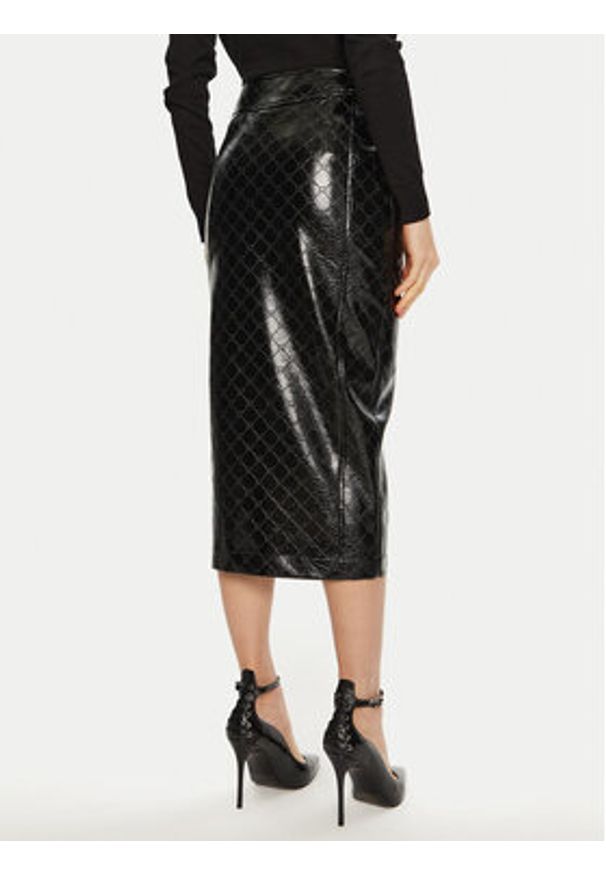 ACCESS FASHION Spódnica z imitacji skóry 44-6064-178 Czarny Slim Fit. Kolor: czarny. Materiał: skóra