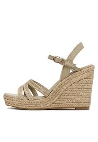 TOMMY HILFIGER - Tommy Hilfiger Espadryle Essential Basic Wedge Sandal FW0FW07220 Beżowy. Kolor: beżowy #4