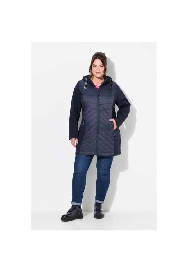 ULLA POPKEN - Damskie Kurtka softshellowa HYPRAR hydrofobowa kaptur. Kolekcja: plus size. Kolor: niebieski. Materiał: poliester, poliamid, materiał. Sport: turystyka piesza