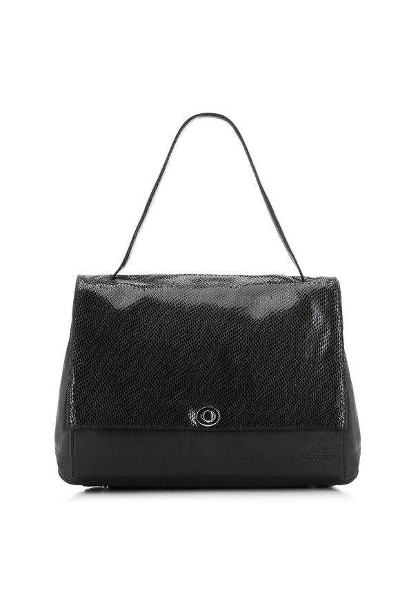 Wittchen - Kuferek skórzany z dwóch rodzajów skóry. Kolor: czarny. Materiał: skórzane. Styl: elegancki, casual