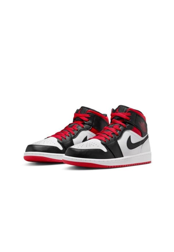 Buty do chodzenia dla dorosłych Air Jordan 1 Mid Black Toe Medium Red Collar. Kolor: czerwony. Sport: turystyka piesza