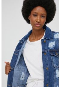 Answear Lab kurtka jeansowa damska kolor granatowy przejściowa. Okazja: na co dzień. Kolor: niebieski. Materiał: jeans. Styl: wakacyjny