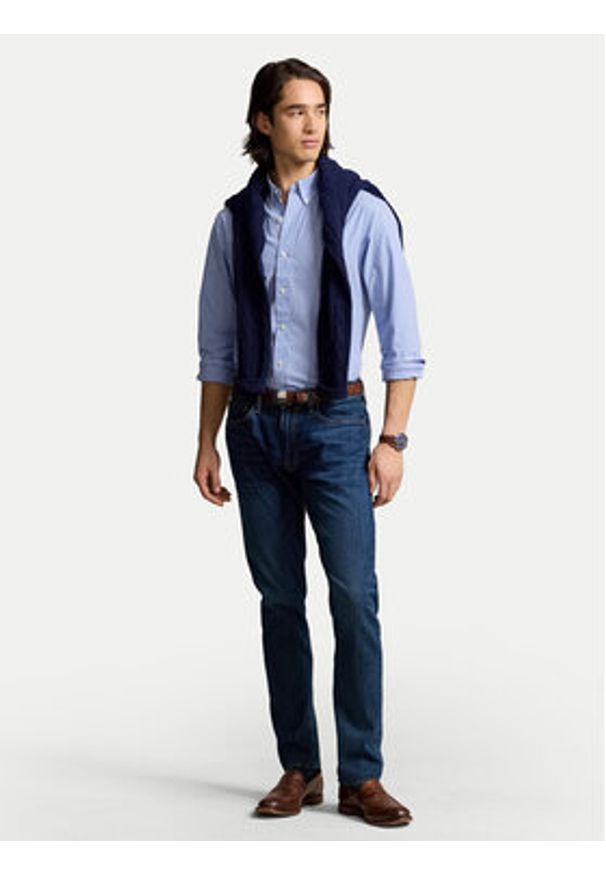Polo Ralph Lauren Koszula 710928255004 Błękitny Custom Fit. Typ kołnierza: polo. Kolor: niebieski. Materiał: bawełna
