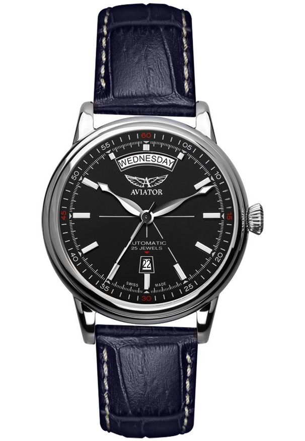 AVIATOR - Zegarek męski Aviator V.3.20.0.142.4.BLDDD niebieski. Kolor: niebieski