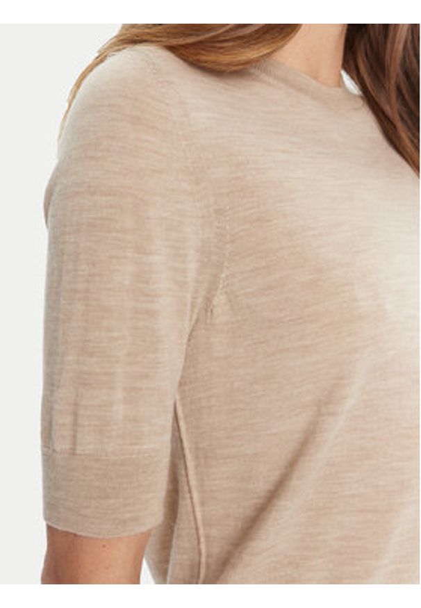 BOSS Sweter Farbella 50544996 Beżowy Slim Fit. Kolor: beżowy. Materiał: wełna