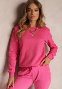 Renee - Fuksjowa Bluza Hullu. Okazja: na co dzień. Kolor: różowy. Materiał: polar, dzianina, materiał. Długość rękawa: długi rękaw. Długość: długie. Wzór: gładki. Sezon: zima, jesień. Styl: klasyczny, casual #5