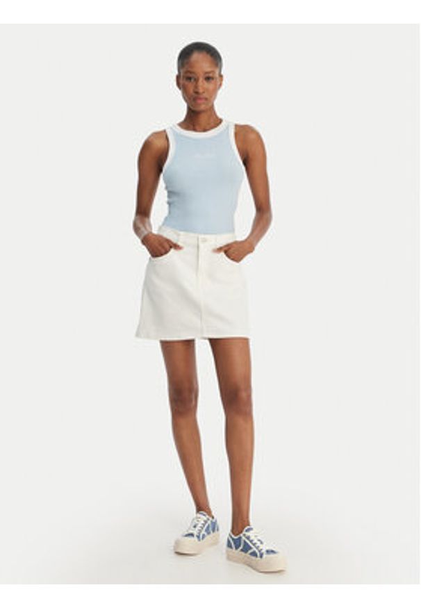 Guess Jeans Top W6GPZ8 KF641 Błękitny Slim Fit. Kolor: niebieski. Materiał: syntetyk, bawełna