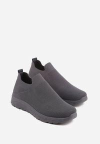 Born2be - Szare Siateczkowe Buty Sportowe Sneakersy o Wsuwanym Fasonie Abhold. Okazja: na spacer, na co dzień. Kolor: szary. Materiał: jeans. Sport: turystyka piesza #6