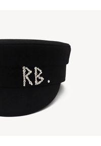 RUSLAN BAGINSKIY - Czarny kaszkiet z kryształkami. Kolor: czarny. Materiał: wełna, tkanina, bawełna, materiał #5