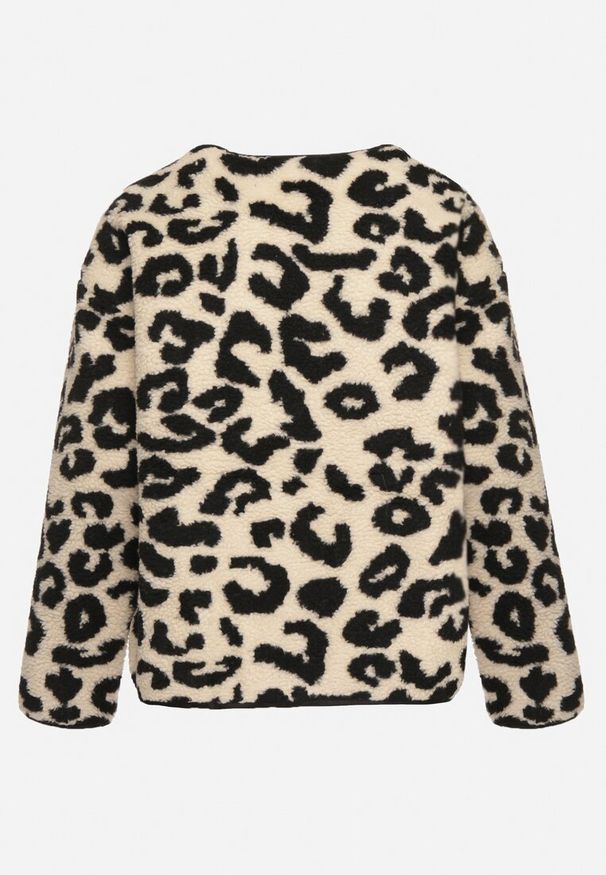 Born2be - Beżowa Panterkowa Futrzana Kurtka z Kieszeniami Sewilaine. Okazja: na co dzień. Kolor: beżowy. Materiał: futro. Styl: elegancki, casual