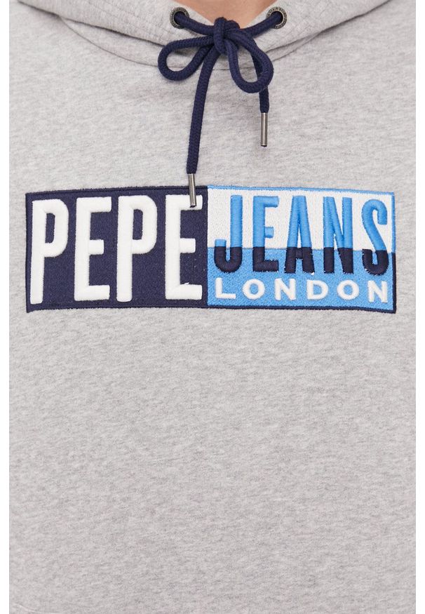 Pepe Jeans - Bluza Harvey. Okazja: na co dzień. Kolor: szary. Wzór: aplikacja. Styl: casual