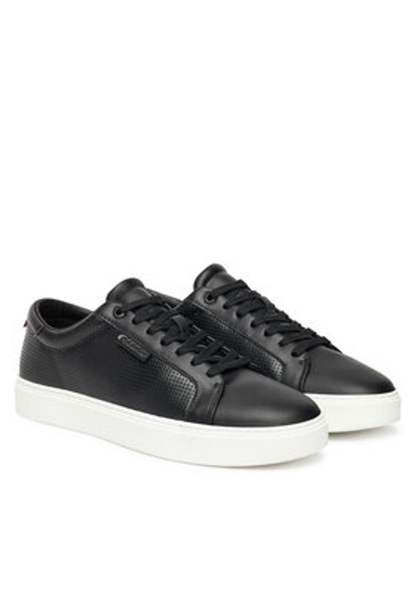Calvin Klein Sneakersy Clean Cup Low Laceup Perf Lth HM0HM01870 Czarny. Kolor: czarny. Materiał: skóra