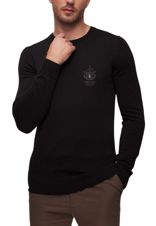 Aeronautica Militare - AERONAUTICA MILITARE Czarny męski sweter Crew Neck, Rozmiar 3XL. Kolor: czarny