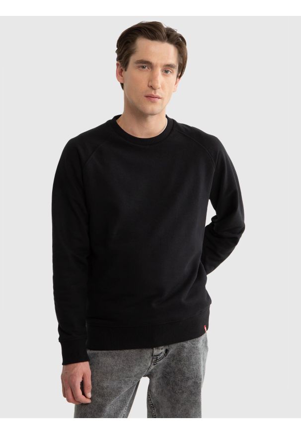 Big-Star - Bluza męska czarna Adamer 906. Okazja: na co dzień. Kolor: czarny. Materiał: dresówka, jeans. Styl: sportowy, klasyczny, elegancki, casual