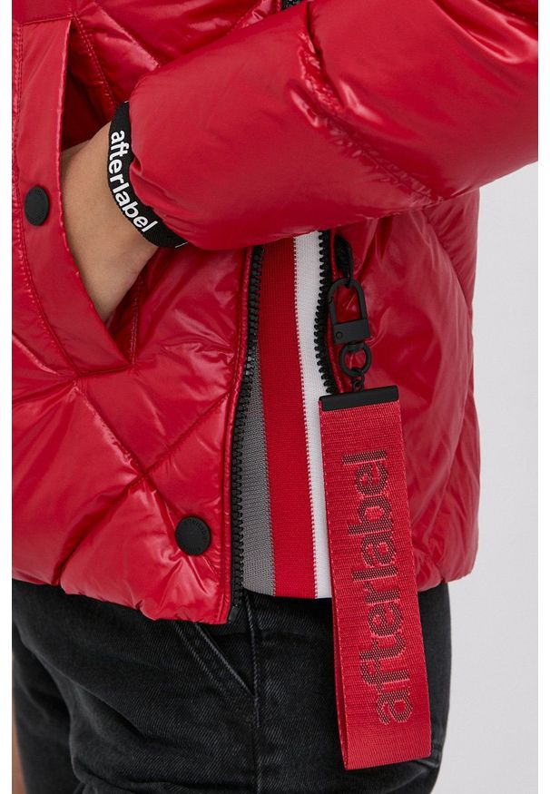 After Label - Kurtka puchowa. Okazja: na co dzień. Kolor: czerwony. Materiał: puch. Styl: casual