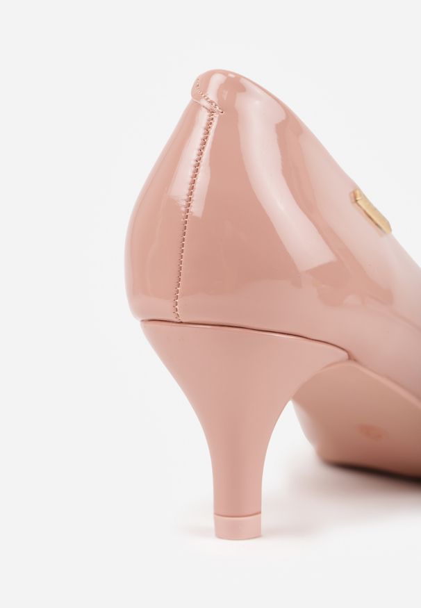 Renee - Różowe Czółenka Ironice. Wysokość cholewki: przed kostkę. Kolor: różowy. Materiał: lakier. Szerokość cholewki: normalna. Obcas: na obcasie. Styl: klasyczny, elegancki. Wysokość obcasa: niski