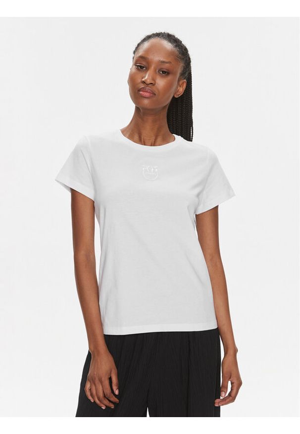 Pinko T-Shirt 100355 A1NW Biały Regular Fit. Kolor: biały. Materiał: bawełna
