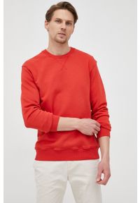 Sisley bluza męska kolor czerwony gładka. Okazja: na co dzień. Kolor: czerwony. Materiał: dzianina, bawełna. Wzór: gładki. Styl: casual