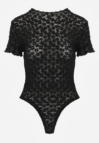 Renee - Czarne Body z Koronki o Dopasowanym Kroju z Krótkim Rękawem Adradina. Okazja: na co dzień. Kolor: czarny. Materiał: koronka. Długość rękawa: krótki rękaw. Długość: krótkie. Wzór: koronka. Sezon: lato. Styl: casual #7