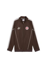Puma - Młodzieżowa kurtka FC St. Pauli KING Anthem PUMA Espresso Brown White. Kolor: biały, brązowy, wielokolorowy. Sport: bieganie