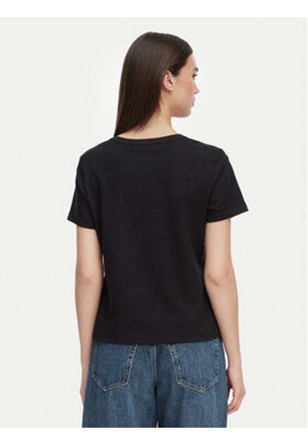 TOMMY HILFIGER - Tommy Hilfiger T-Shirt WW0WW48704 Czarny Regular Fit. Kolor: czarny. Materiał: bawełna, len