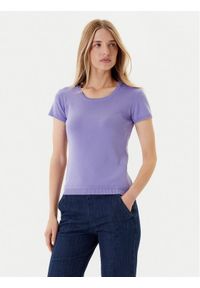 United Colors of Benetton - United Colors Of Benetton T-Shirt 1091D1M10 Fioletowy Regular Fit. Kolor: fioletowy. Materiał: bawełna