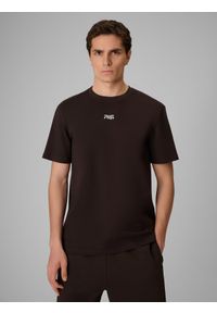 4f - 4F T-shirt regular gładki męski 4F x Robert Lewandowski - brązowy L. Okazja: na co dzień, na spacer. Kolor: brązowy. Materiał: jersey, bawełna, materiał, dzianina. Wzór: gładki. Sezon: lato. Styl: sportowy, klasyczny, casual #1