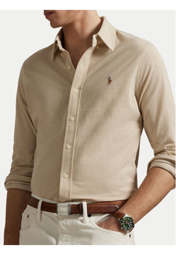 Polo Ralph Lauren Koszula 710979488004 Beżowy Regular Fit. Typ kołnierza: polo. Kolor: beżowy. Materiał: bawełna