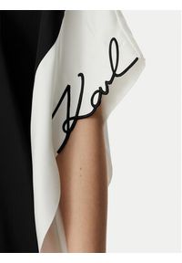 Karl Lagerfeld - KARL LAGERFELD Sukienka codzienna B2W13016 Czarny Loose Fit. Okazja: na co dzień. Typ kołnierza: dekolt w karo. Kolor: czarny. Materiał: syntetyk. Typ sukienki: proste. Styl: casual #4