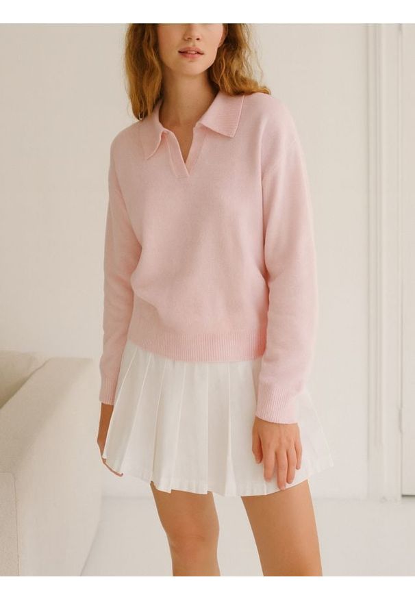 Sinsay - Sweter z kołnierzem - różowy. Kolor: różowy