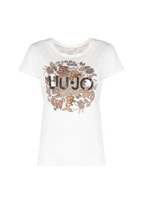 Liu Jo T-Shirt | WF2375 JS923 | Kobieta | Biały. Okazja: na co dzień. Kolor: biały. Materiał: bawełna. Długość: długie. Wzór: nadruk. Styl: casual, elegancki, klasyczny