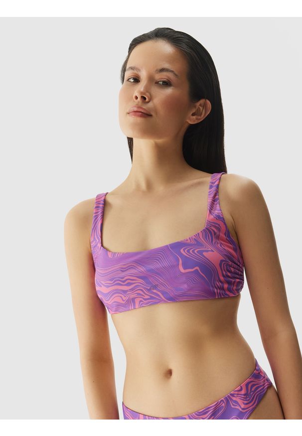 4f - 4F Góra od bikini damska - multikolor XXL. Kolor: różowy. Materiał: elastan, materiał, syntetyk, włókno. Wzór: nadruk