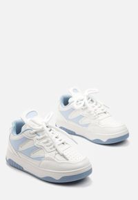 Renee - Niebiesko-Białe Sneakersy przed Kostkę na Platformie z Wstawkami Losia. Wysokość cholewki: przed kostkę. Kolor: niebieski. Obcas: na platformie #2