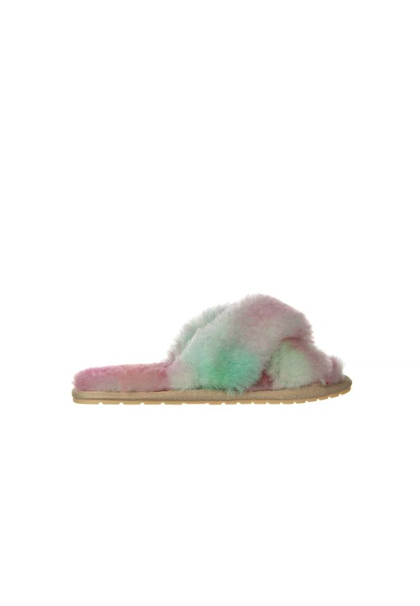 emu - Klapki Emu Mayberry Tie Dye Fairly Floss 119137, Róż, Futro naturalne. Kolor: różowy. Materiał: skóra. Wzór: paski. Styl: elegancki