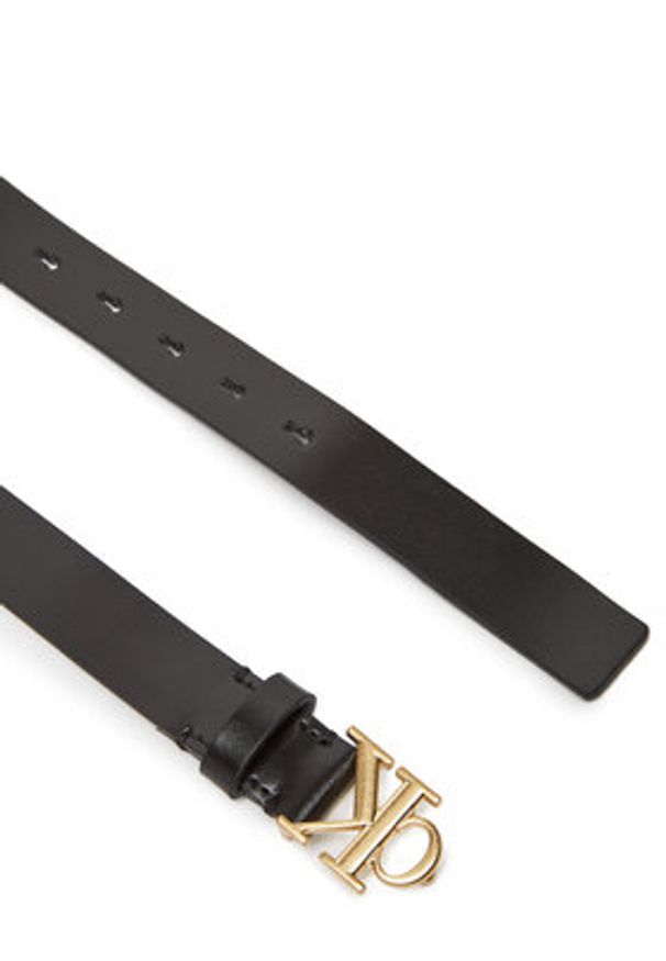 Calvin Klein Pasek Damski Monogram Plaque Buckle 25Mm LV04K7017G Czarny. Kolor: czarny. Materiał: skóra