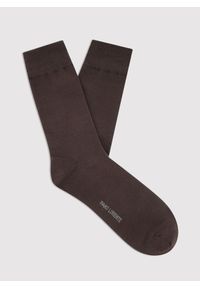 Pako Lorente - PAKO LORENTE - Gładkie brązowe skarpety męskie. Kolor: niebieski, brązowy. Materiał: bawełna. Wzór: gładki #1