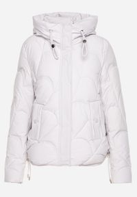 Born2be - Biała Pikowana Kurtka o Pudełkowym Kroju z Kapturem i Ściągaczami Selizola. Okazja: na spacer. Typ kołnierza: kaptur. Kolor: biały. Materiał: skóra, jeans. Styl: sportowy #3