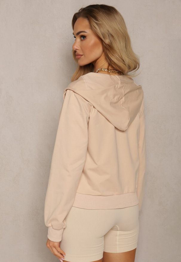 Renee - Jasnobeżowa Casualowa Bluza z Ozdobnym Przeszyciem i Kapturem Siraca. Okazja: na co dzień. Kolor: beżowy. Styl: casual