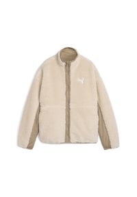 Puma - Damska dwustronna kurtka sherpa PUMA Oak Branch Beige. Kolor: beżowy. Materiał: tkanina. Sport: bieganie
