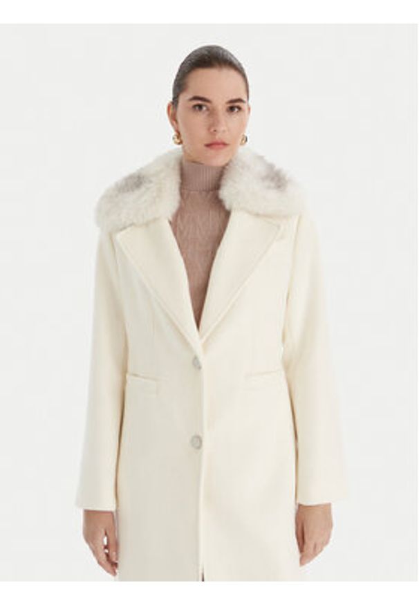 Guess Płaszcz wełniany W5BL19 W2642 Écru Regular Fit. Materiał: wełna, syntetyk