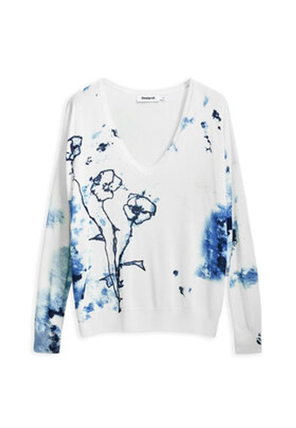 Desigual Sweter 25SWJF33 Écru Regular Fit. Materiał: wiskoza