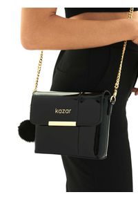 Kazar - Czarna torebka damska. Kolor: czarny. Materiał: lakierowane, skórzane. Styl: elegancki #2