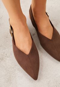 Renee - Brązowe Sandały Typu Slingback z Wyciętą Cholewką Phellilea. Zapięcie: pasek. Kolor: brązowy #7